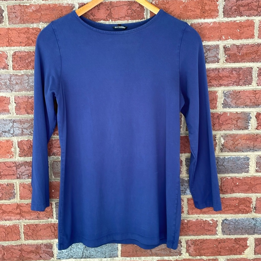 Marimekko by Mika Piirainen long sleeve blue shirt, size medium